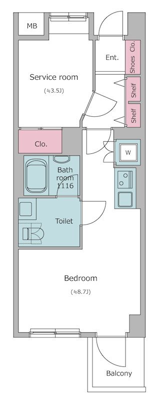 港区赤坂のマンションの間取り