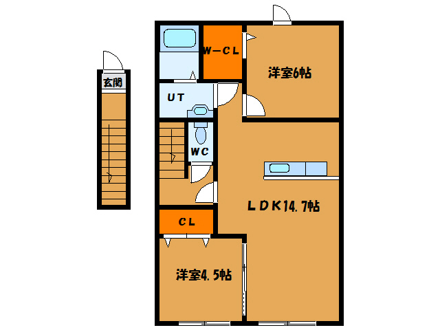 北斗市追分のアパートの間取り