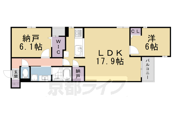 京都市中京区夷町のマンションの間取り