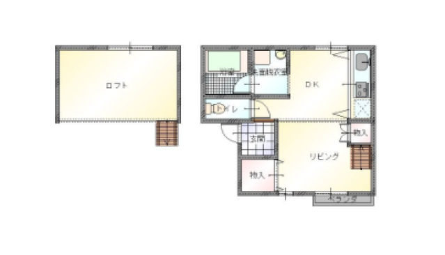 岡山市北区奥田西町のアパートの間取り