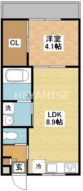 長崎市新戸町のアパートの間取り