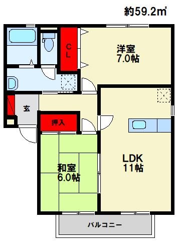 パティオ那珂　Bの間取り