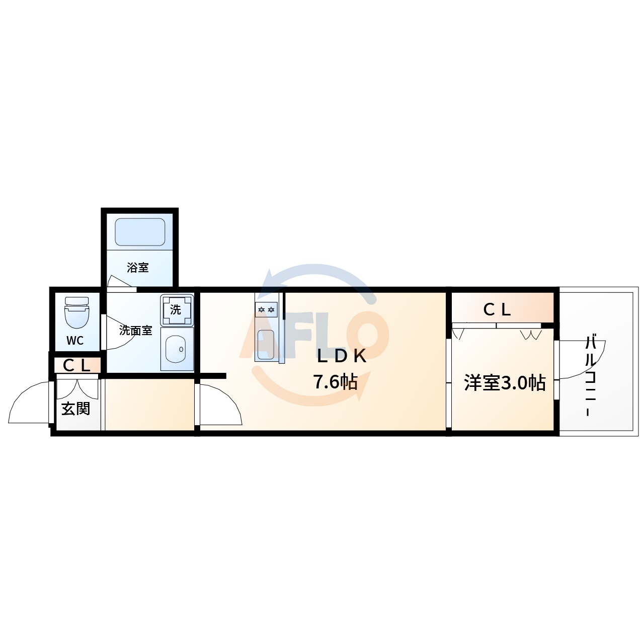 大阪市西区南堀江のマンションの間取り