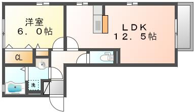 岡山市北区花尻みどり町のアパートの間取り