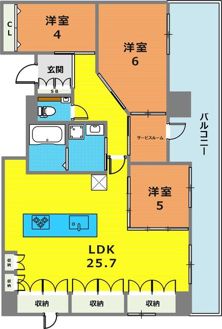 神戸市中央区海岸通のマンションの間取り