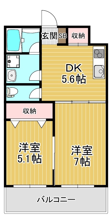 地下鉄千日前線 今里駅 徒歩13分 6階建 築20年の間取り写真