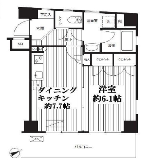都営大江戸線 赤羽橋駅 徒歩3分 8階建 築23年の間取り写真