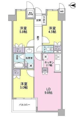 東急田園都市線 梶が谷駅 徒歩11分 5階建 築17年の間取り写真