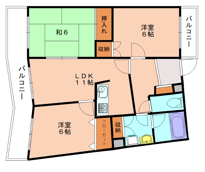 福津市小竹のマンションの間取り