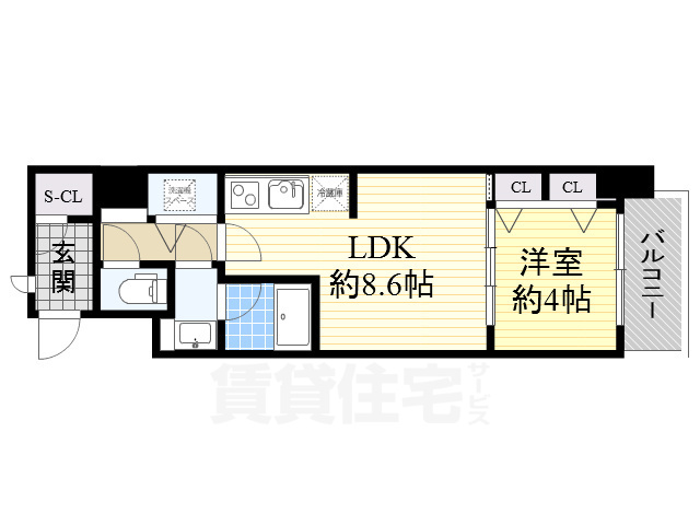 大阪市中央区淡路町のマンションの間取り