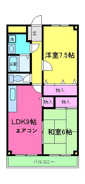 京都市西京区樫原硲町のマンションの間取り