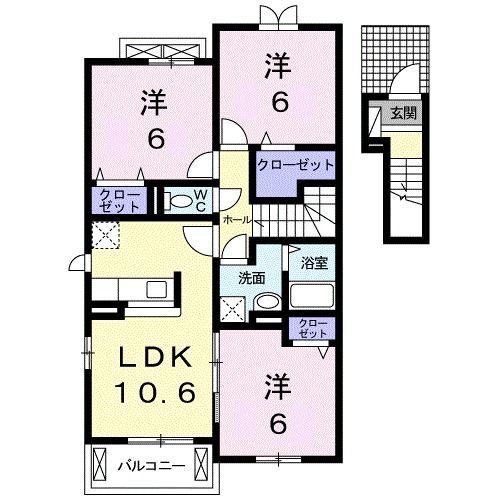 八代市竹原町のアパートの間取り