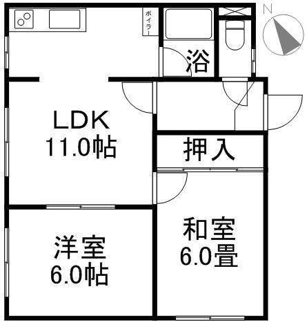 札幌市西区二十四軒一条のアパートの間取り