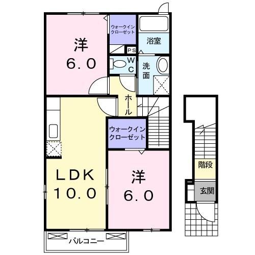 東松山市大字東平のアパートの間取り