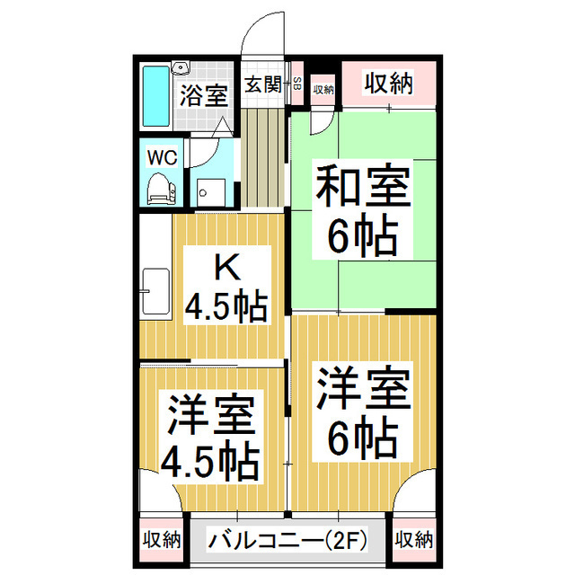 白樺ハイツＡ棟の間取り