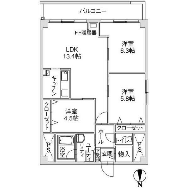 札幌市中央区北二条西のマンションの間取り