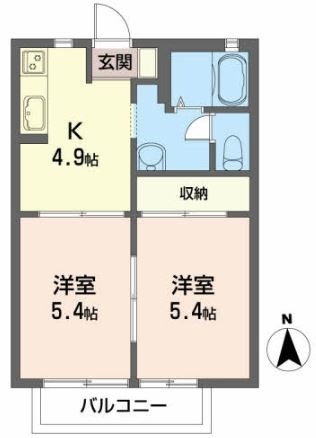 郡山市富久山町久保田のアパートの間取り