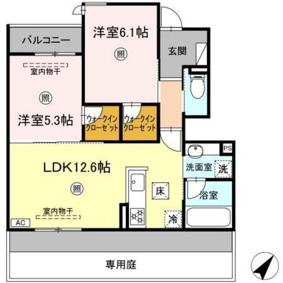 広島市安佐南区大塚西のアパートの間取り