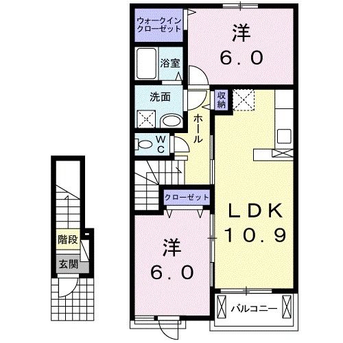 宇部市大字東岐波のアパートの間取り