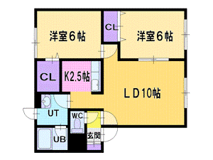 札幌市清田区平岡六条のアパートの間取り