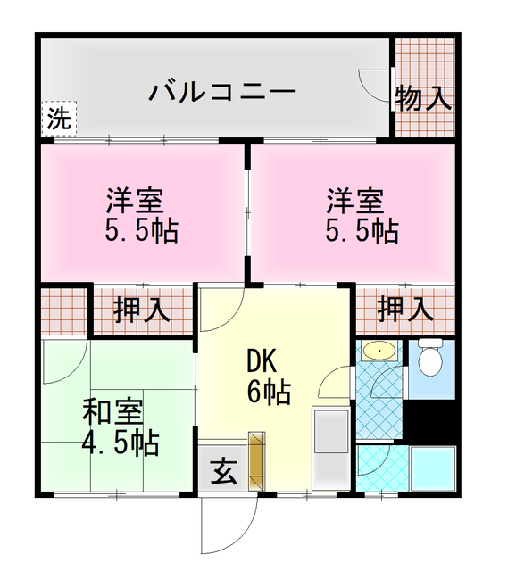 沼津市千本西町のマンションの間取り