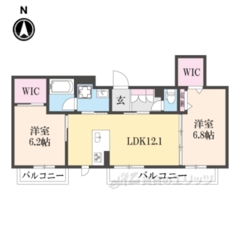 大津市南志賀のアパートの間取り