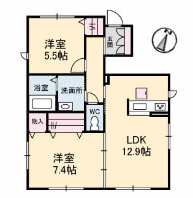 ハウス　フロイデＡの間取り