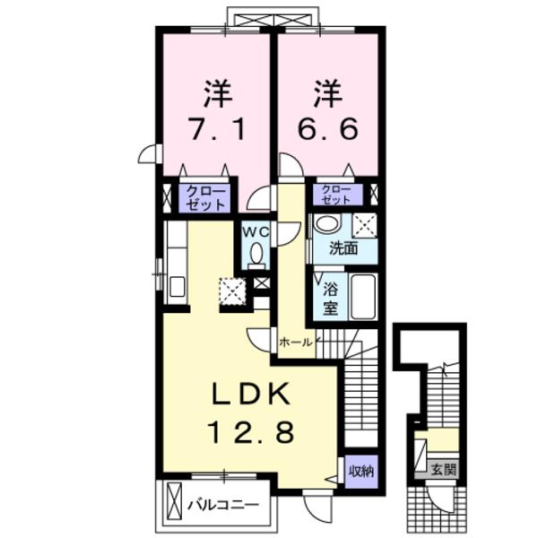 四條畷市蔀屋本町のアパートの間取り