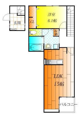 羽曳野市古市のアパートの間取り