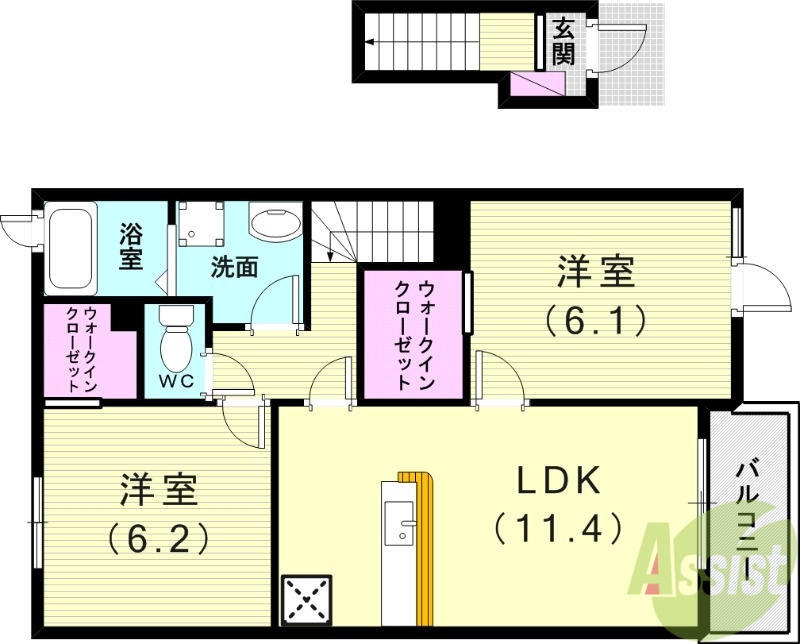 神戸市西区岩岡町西脇のアパートの間取り