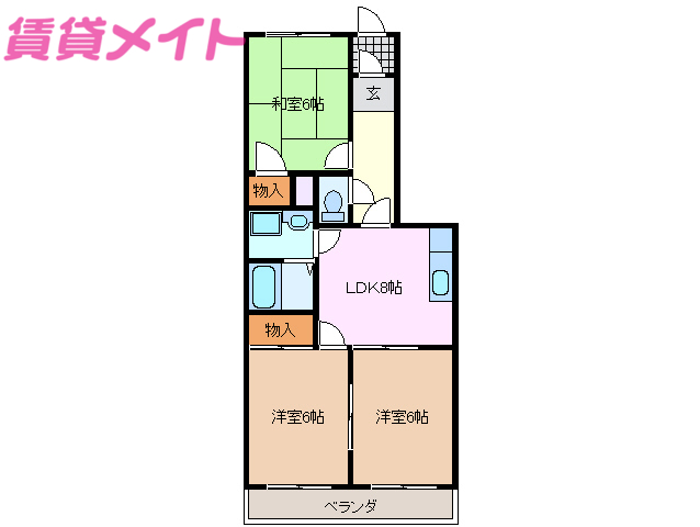 津市高茶屋のマンションの間取り