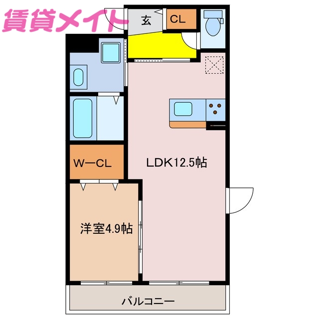 【津市栗真町屋町のマンションの間取り】