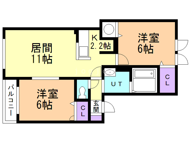 札幌市北区新琴似三条のアパートの間取り