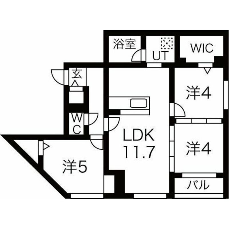 札幌市東区北三十四条東のマンションの間取り