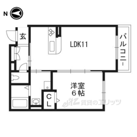 京都市伏見区日野馬場出町のアパートの間取り