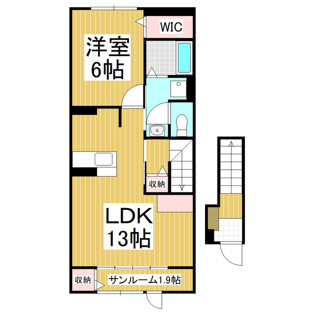 松本市大字島内のアパートの間取り