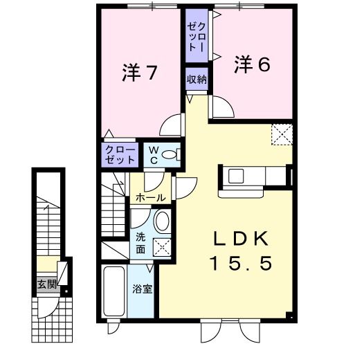 【苫小牧市北栄町のアパートの間取り】