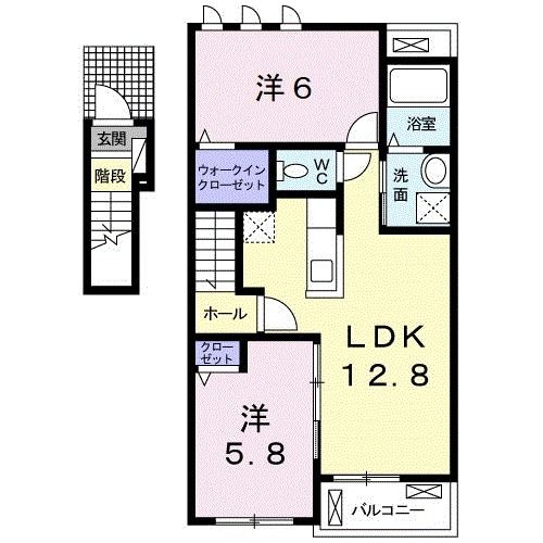 御坊市藤田町吉田のアパートの間取り