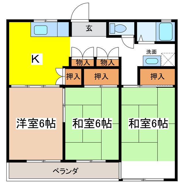 松本市大字島内のマンションの間取り