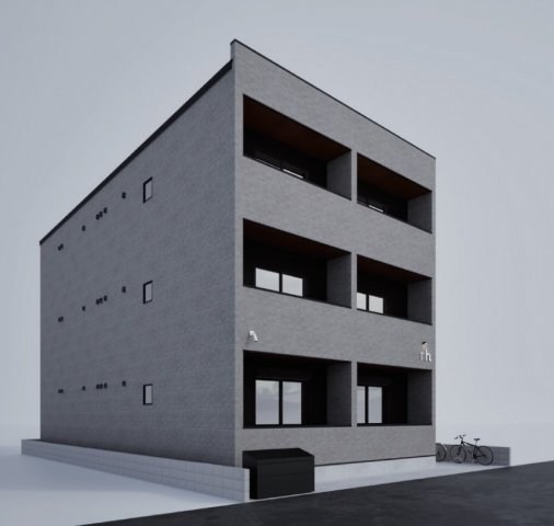 建物外観　外観パース　オートロック付　宅配ＢＯＸ有り　デザイナーズ