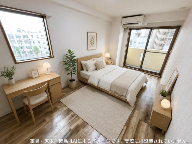 居室・リビング　※家具・家電・備品等はＡＩ画像生成により配置礼を示したもので