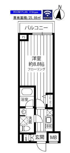 京王線 分倍河原駅 徒歩8分 7階建 築1年の間取り写真
