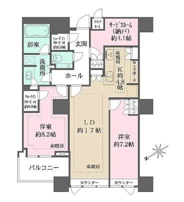 東京メトロ南北線 麻布十番駅 徒歩5分 14階建 築2年の間取り写真