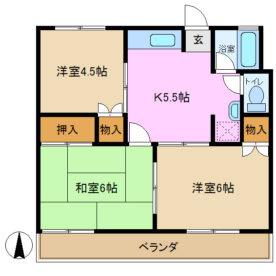 【横浜市緑区東本郷のアパートの間取り】