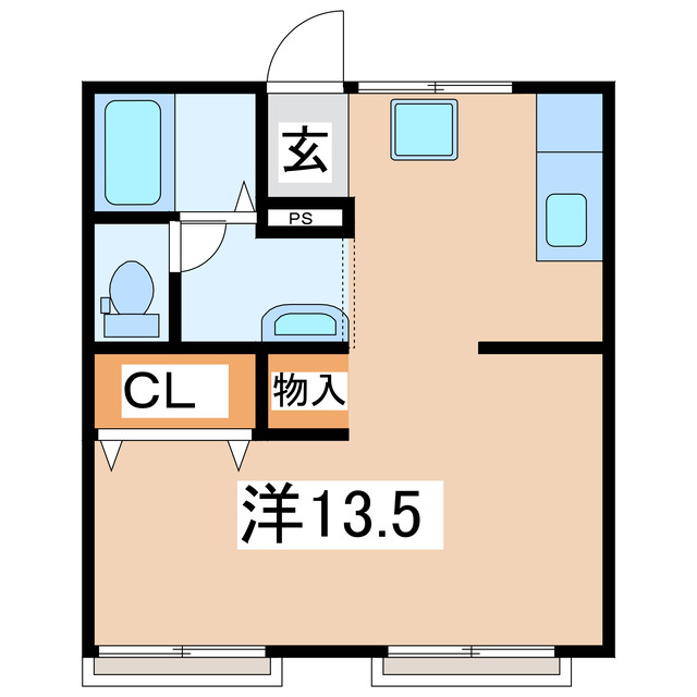 郡山市安積町日出山のアパートの間取り