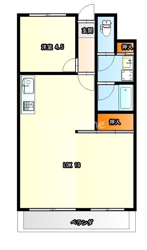 紀の川市古和田のマンションの間取り