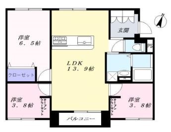 倉敷市玉島黒崎新町のマンションの間取り