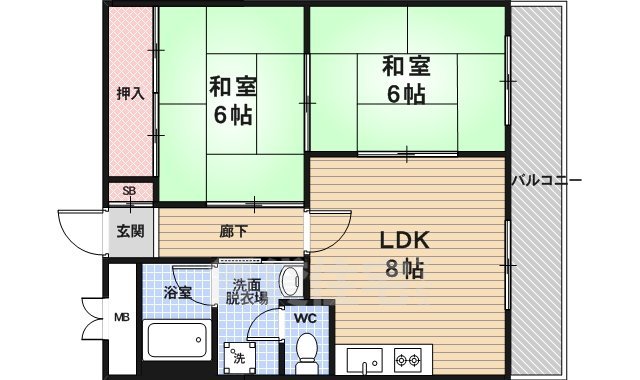 京都市右京区西院高田町のマンションの間取り