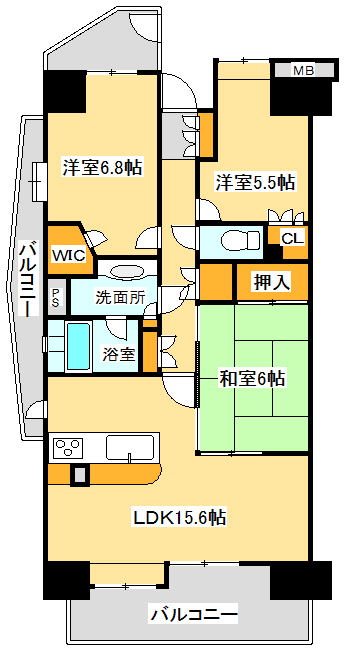 長町南パークホームズサザンクレスト東館の間取り