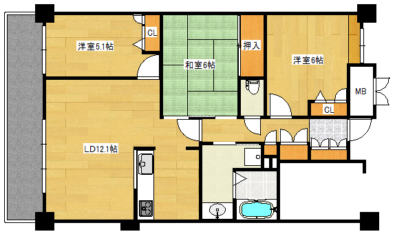 広島市西区庚午北のマンションの間取り